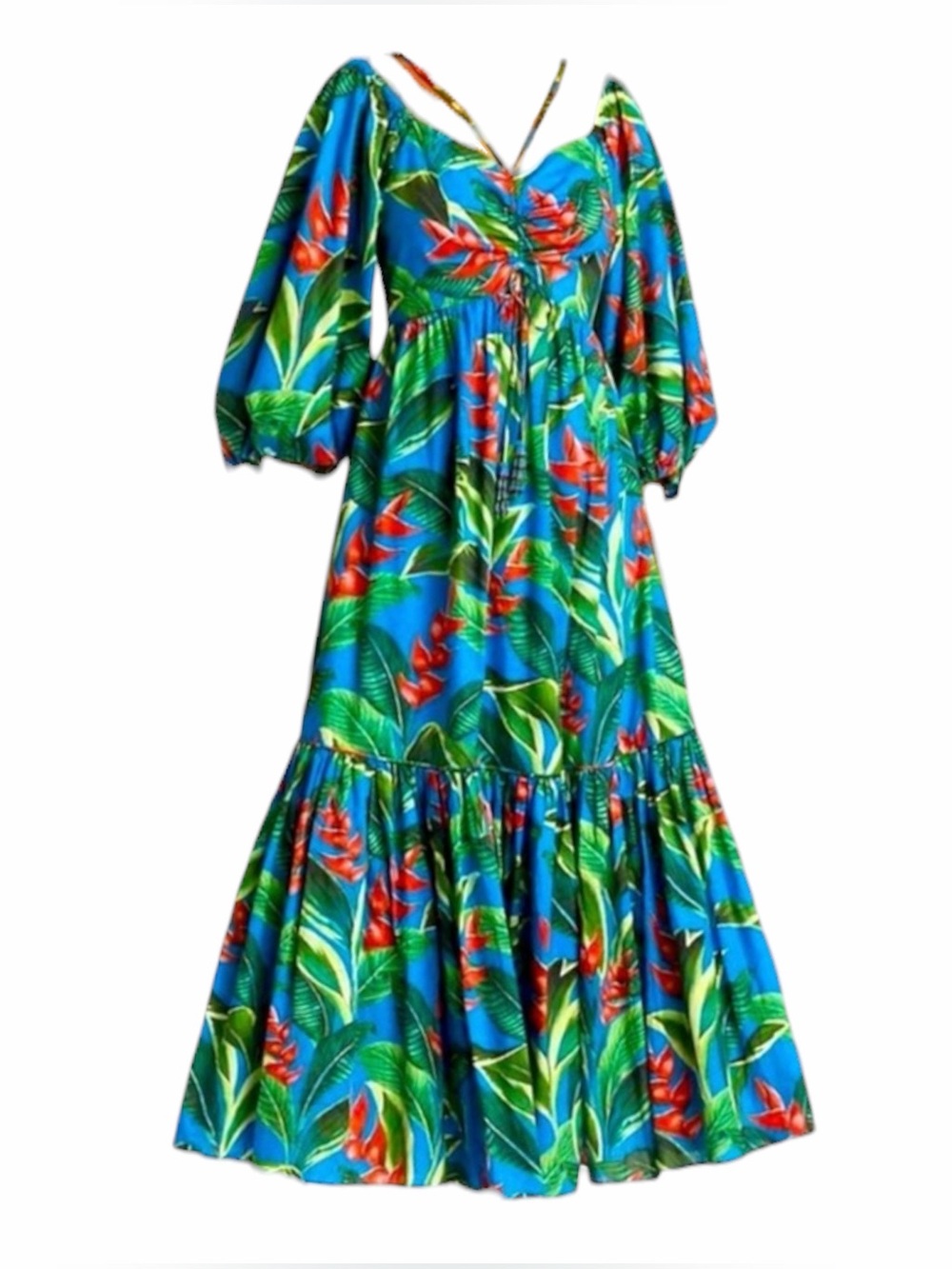 FARM Rio ‘Dream Garden’ Tropical Blue Floral Maxi Dress (NWT)